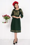 Rochie traditionala Eugenia cu broderie bej labirint