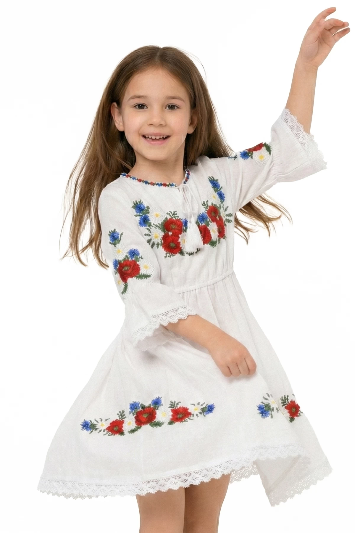 Rochie traditionala fetita Marisa cu broderie florala
