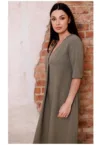 Rochie trapez cu decolteu in V - olive