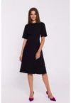 Rochie trapez cu pliuri -  Negru -