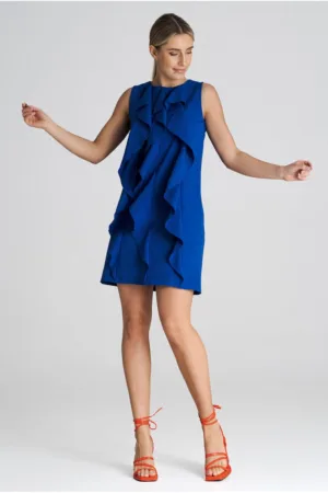 Rochie trapez eleganta - poliester - albastru