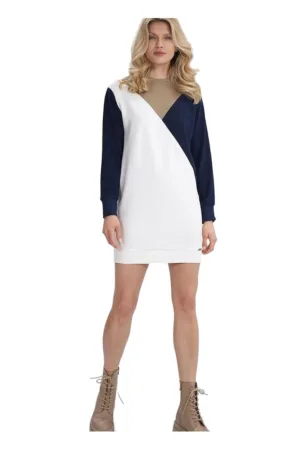 Rochie tricolor - croiala dreapta - bumbac 95% - elastan 5% -