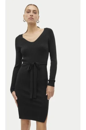 Rochie tricotata Saba 10309320 Negru Slim Fit - Viscoza