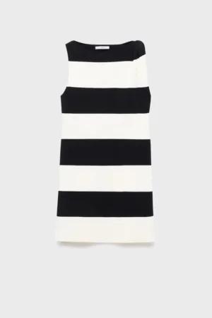 Rochie tricotata asimetrica cu model in dungi