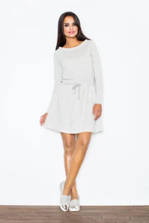 Rochie tricotata - bumbac - gri deschis -