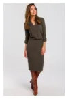 Rochie tricotata cu decolteu - olive -