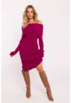 Rochie tricotata cu guler larg -  Roz -