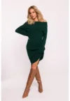 Rochie tricotata cu guler larg -  Verde -