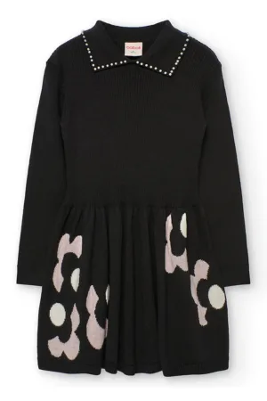 Rochie tricotata cu guler rotund