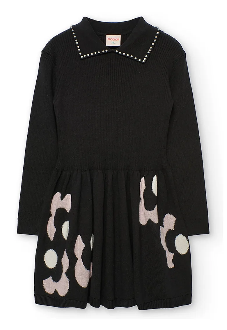 Rochie tricotata cu guler rotund