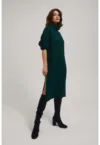 Rochie tricotata cu guler - smarald
