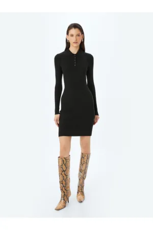 Rochie tricotata cu maneci lungi