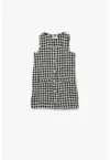 Rochie tricotata cu nasturi si model houndstooth
