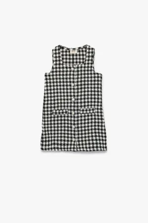 Rochie tricotata cu nasturi si model houndstooth