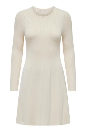 Rochie tricotata de dama -  Ecru - 80% viscoza - 20% nailon -