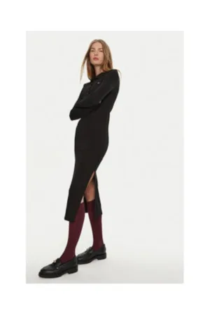 Rochie tricotata de dama -  neagra - bumbac-elastan -