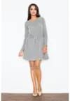Rochie  tricotata - gri inchis - bumbac