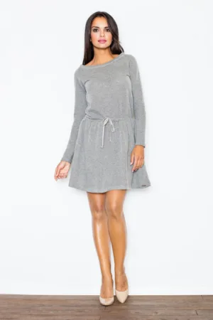 Rochie tricotata - gri inchis - bumbac