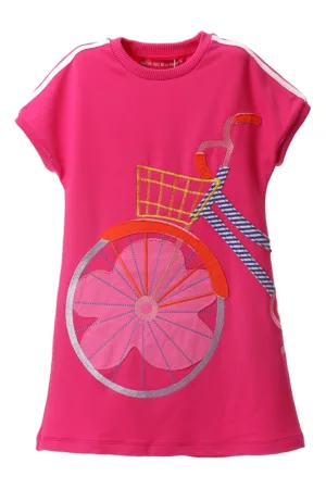 Rochie-tricou cu aplicatie bicicleta