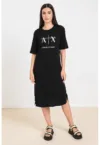 Rochie-tricou cu imprimeu logo si slituri laterale