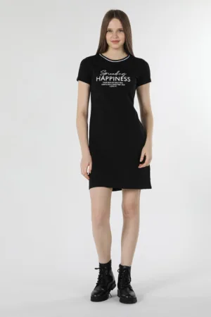 Rochie-tricou cu imprimeu text