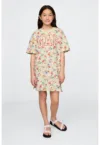 Rochie-tricou cu model floral si broderie logo