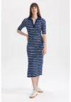 Rochie-tricou midi cu model in dungi