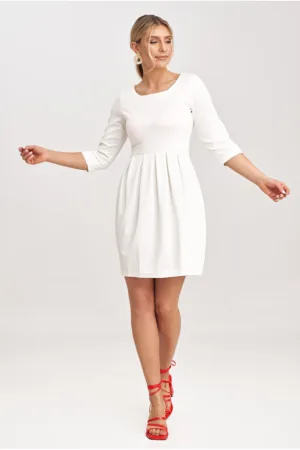 Rochie usor evazata - ecru - poliester