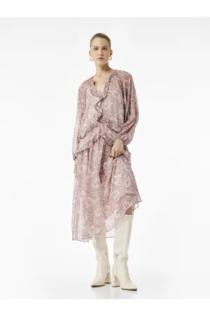 Rochie vaporoasa cu model paisley si volane