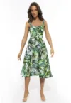 Rochie vaporoasa de in cu imprimeu
