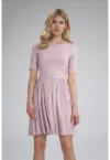 Rochie -  vara - maneci scurte - roz pudrat - viscoza