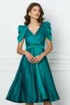 Rochie verde clos din satin