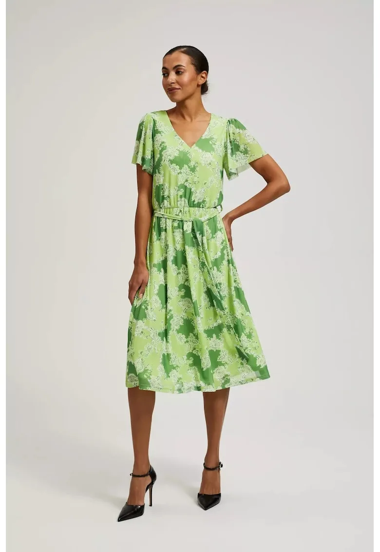 Rochie verde cu flori