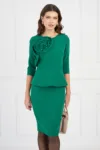 Rochie verde cu peplum si floare maxi pe bust