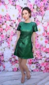 Rochie verde eleganta din brocard