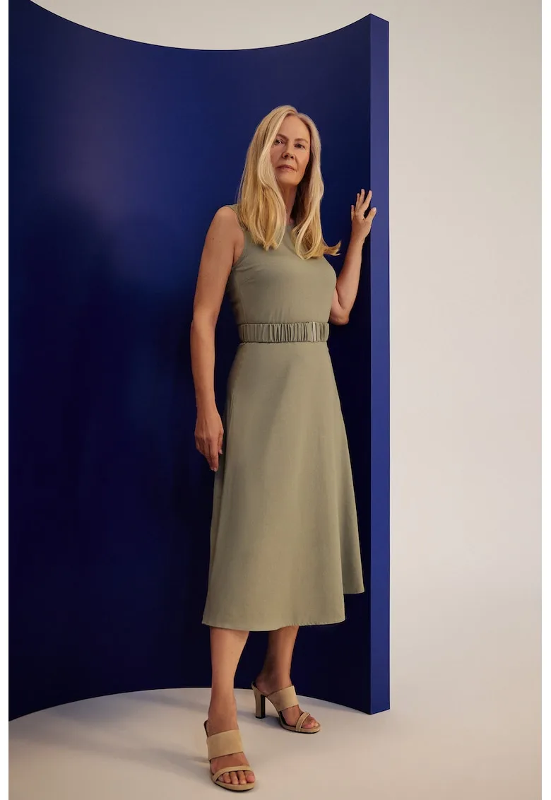 Rochie verde masliniu cu curea