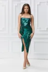 Rochie verde midi eleganta din paiete