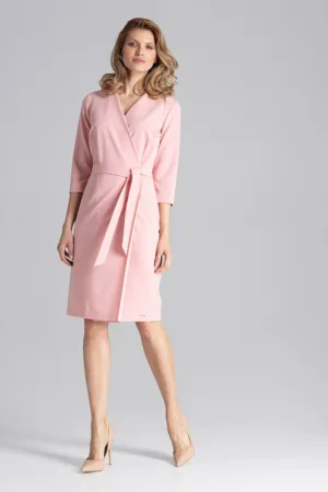 Rochie wrap - M654 - roz - poliester-viscoza
