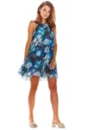 Roz Scurta Rochie Floral Fara maneca Poliester A289