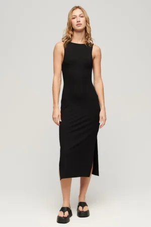 SUPERDRY - Rochie bodycon din amestec de modal - fara maneci - cu slit lateral