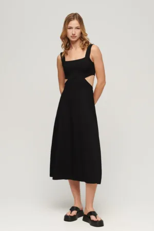 SUPERDRY - Rochie midi cu croiala in A si decupaje