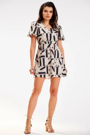 Scurta Rochie Text Maneca scurta A587