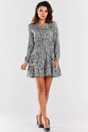 Scurta Rochie print Maneca lunga A470
