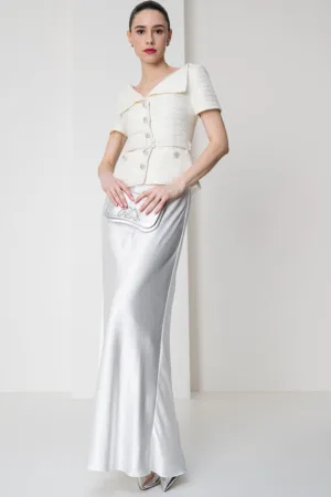 Self Portrait - Rochie maxi combi cu aplicatii cu margele