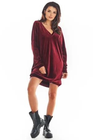 Visiniu Scurta Rochie Maneca lunga - Poliseter - Casual A378