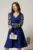 Rochie Adria albastra cu maneci lungi cu broderie