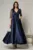 Rochie Adria lunga bleumarin cu cordon in talie