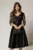 Rochie Adria neagra din tafta in clos cu cordon in talie