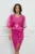 Rochie Andra fucsia din neopren cu maneci din organza