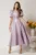 Rochie Belle midi lila din organza in clos cu decolteu petrecut